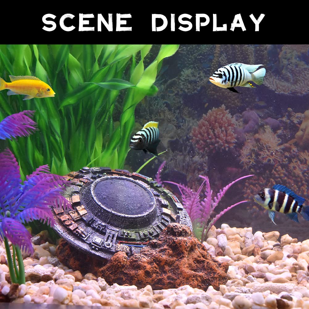 PTFJZ Fish Tank Decorations Alien Aquarium Decorations for Betta Hide Mars Base Aquarium Decor Creative Reptile Box Landscaping Ornament Fish Tank