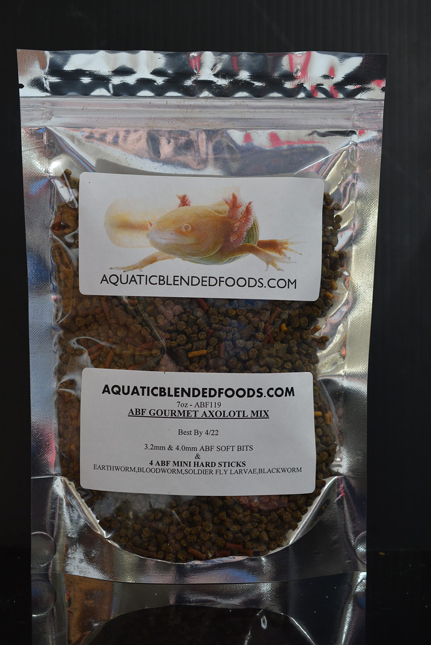 ABF AXOLOTL FOOD MIX, SOFT BITS & MINI  STICKS,Bloodworm,Earthworm,Krill,ABF284