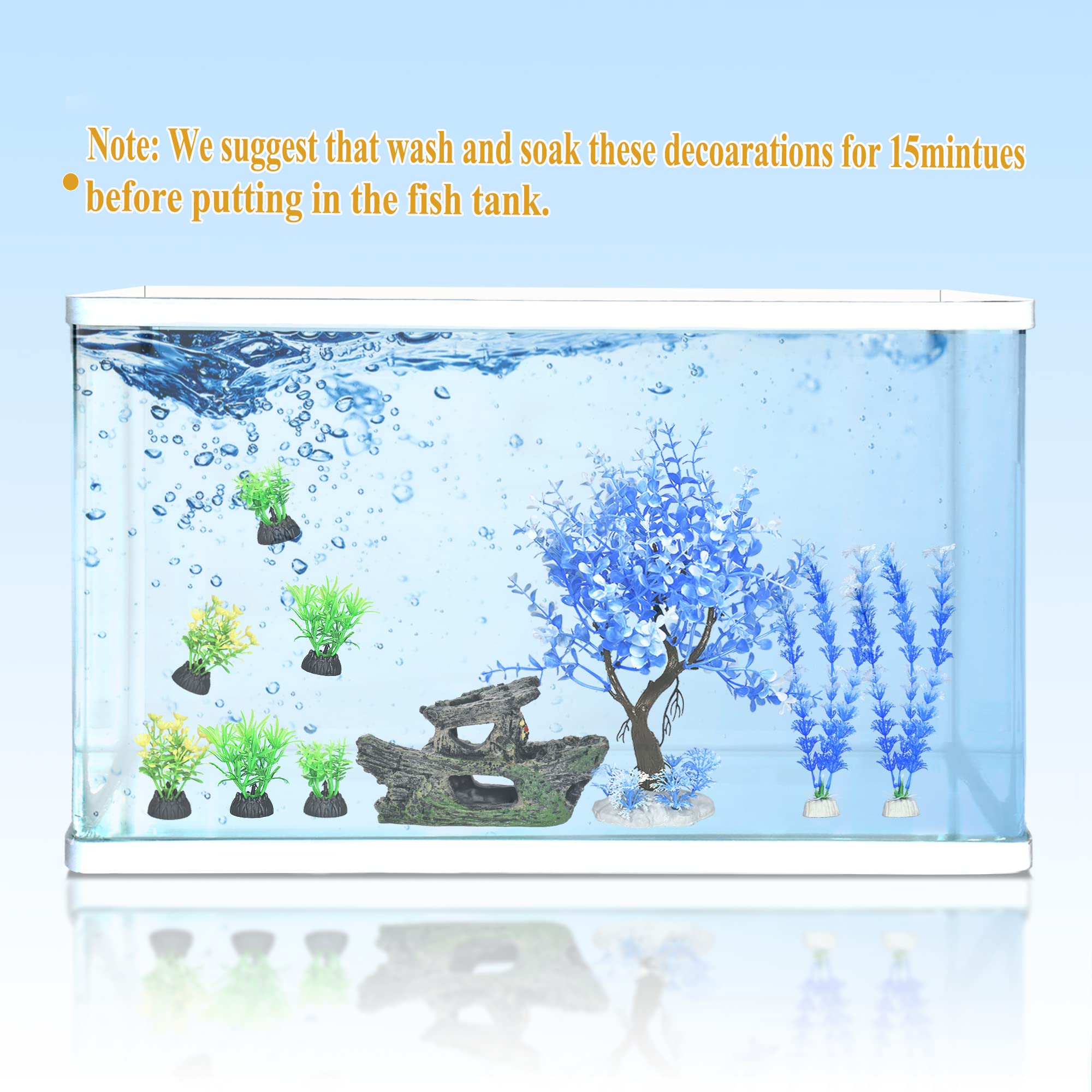 10pcs Artificial Seaweed Water Plants, 11.8 Tall Plastic Fake Aquarium Pants for Fish Tank Decorations (Green)